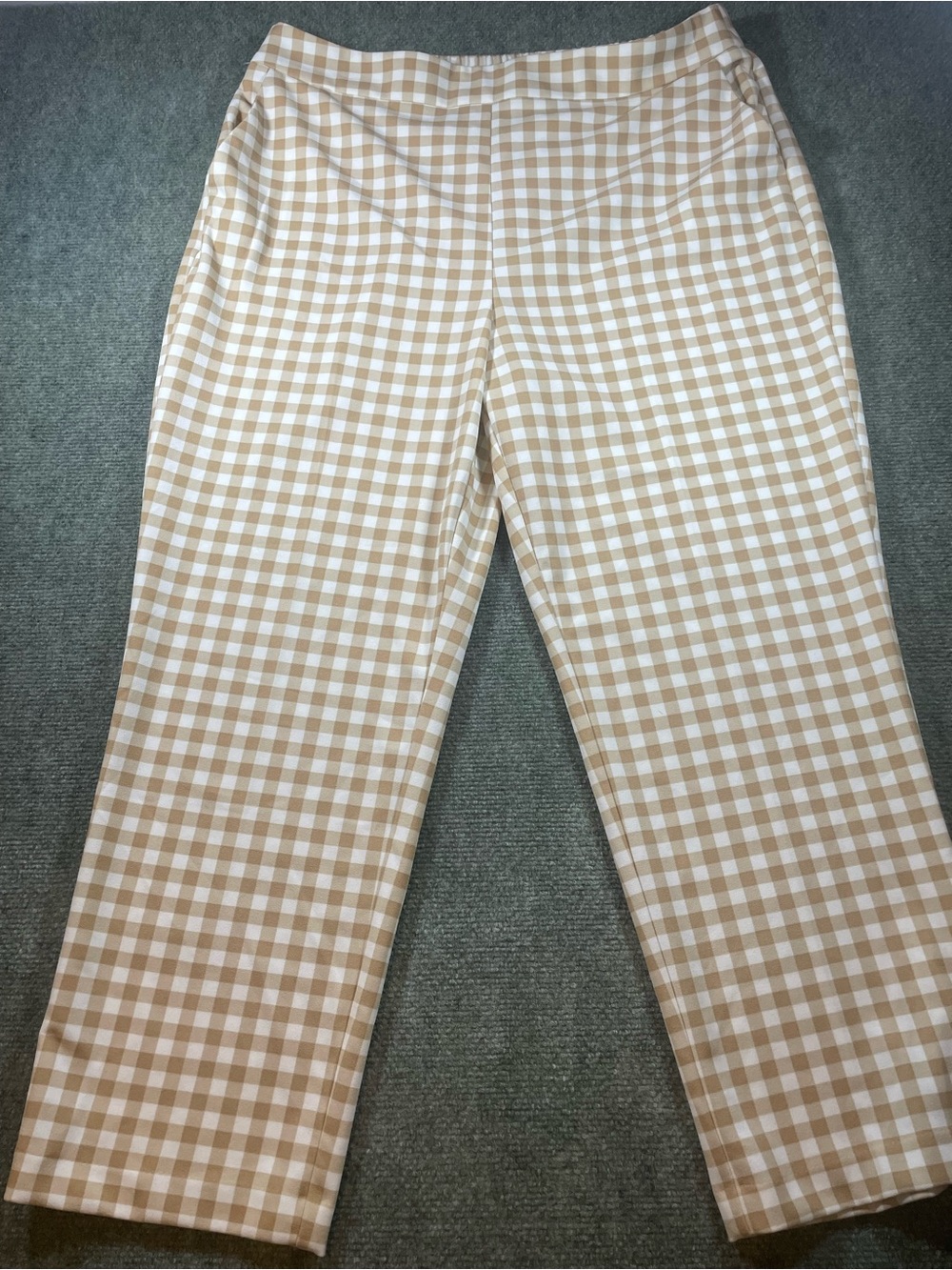 Cato Beige and White Gingham Pants